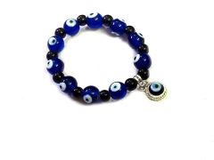 Evil Eye Protection 8 Mm Stretch Blue Bracelet For Men And Women ( Code EVLHGBR )