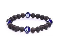 Evil Eye Protection Lucky Charm And Lava Volcanic Oil Diffuser Bracelet ( Code EVLLAVABR )