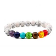 Howlite Seven Chakras Crystals Multi Color Bracelet - ( Code - HOWCHAKRABR )