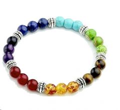 All Seven Chakras Crystals Multi Color Crystal Stretch Bracelet for Reiki Healing - ( Code - 7CHAKRABR7 )