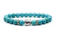 Turquoise Crystal Buddha Powered Stretch Bracelet - ( Code - TRQBDBR )