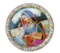 Hand Painted Lady Figure Marble Plate - Handicrafts