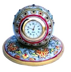 Flower Round Marble Clock - Handicrafts