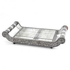 Vivan Creation Pure White Metal Dryfruit Tray Handicraft Gift 113