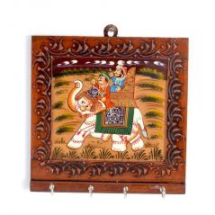 Vivan Creation Wooden Carved and Hand painted Four Key Stand 300