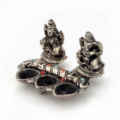 Vivan Creation White Metal Lord Laxmi Ganeshas With Diya Set 316