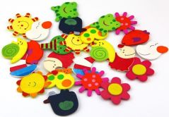 Kuhu Creations Supreme Fridge Magnet Wooden Stickers in Vivid Color Cute and Beautiful. (Vivid Color Thin Shapes 06 Pcs)