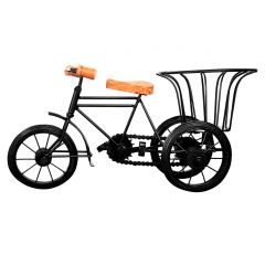 OMLITE Wooden Wrought Iron Rickshaw Tricycle Decorative - ( Code - 62 )