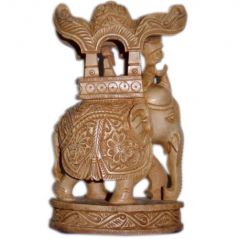 OMLITE Wooden Ambawati Elephant Statue - ( Code - 56 )