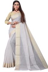 Mahadev Enterprise Trendy Linen Cotton Saree With Jacquard Blouse Piece(DC247E)