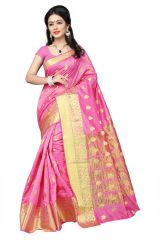 Mahadev Enterprises Light_Pink Cotton Jacquard Butty Saree With Blouse RJM1129D
