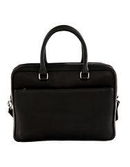 JL Collections Black Leather Laptop Executive Messenger Bag for Unisex