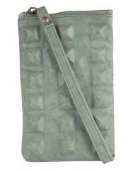 JL Collections Women's Leather Green Mobile Pouch