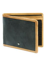 JL Collections 6 Card Slots Men's Black and Beige Leather Wallet