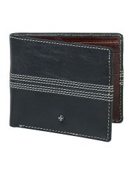 JL Collections 6 Card Slots Men's Blue and Brown Leather Wallet