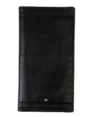 JL Collections 8 Card Slots Black Men's & Women's Leather Travel Wallet