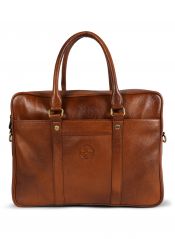 JL Collections Brown Leather Laptop Executive Messenger Bag for Unisex