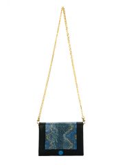 JL Collections Blue and Black Leather sling Bag for Women (Code - JLFB_3468_BL)