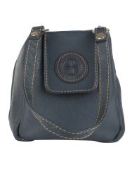 JL Collections Women's Leather Navy Blue Vanity Pouch