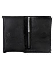 JL Collections Black Men's & Women's Leather Card Holder with small Ball Pen Gift Sets (Pack of 2)