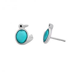 Sky Blue Duck Girls Studs Earring With 925 Silver Earring Jewelry