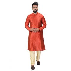 Angrakha Cotton Silk Regular Fit Self Design Kurta Pajama Set ( Code - Bckuset026)