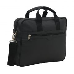 AQUADOR laptop cum messenger bag with black faux vegan leather - ( Code -AB-S-1462-Black )
