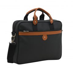 Aquador Laptop Cum Messenger Bag With Tan And Black Faux Vegan Leather - ( Code -AB-S-1448-Tan Black )