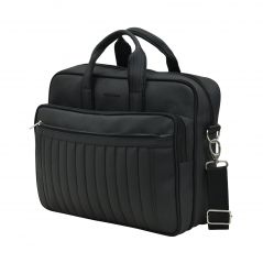 AQUADOR laptop cum messenger bag with black faux vegan leather(AB-S-1520-Black)