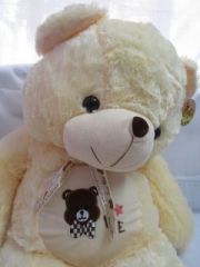 Teddy Bear Soft Toy 2.5 Feet With Ribbon Cream Color L23 W28 H75 Cms