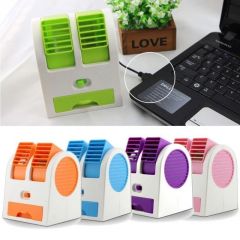 Mini Small Fan Cooling Portable Desktop Dual Bladeless Air Cooler USB With USB Cable