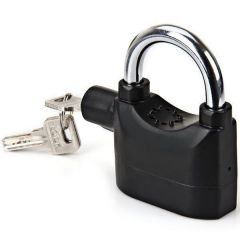10 MM Hardened Steel Shackle Alarm Lock With Siren Protector - Black