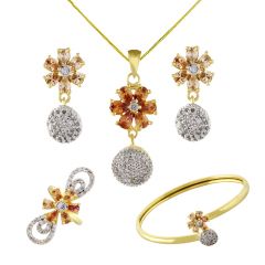 Sri Jagdamba Pearls Zeva Flower Combo Set ( Code-jpdec-17-167 ) - Valentine Gifts