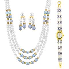 Jpearls Appealing Pearl Necklace Set With Watch - Valentine Gifts For Her