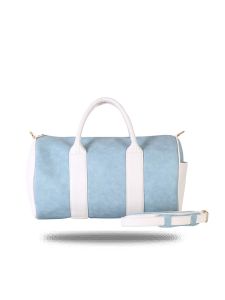Casual Bags - Light Blue and White Duffel Bag By Strutt (Code -SMD505)