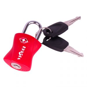 Travel locks - VIAGGI Red Travel Sentry Approved Metal Security Luggage Padlock with Key - ( Code - VIIAGIIE0116 )