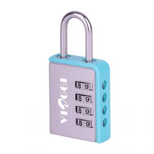 Travel locks - VIAGGI 4 Dial Silver Blue Luggage Resettable Combination Number Padlock - ( Code - VIIAGIIE0114 )