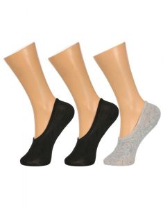 Socks (Men's) - Grabberry Solid Black And Grey Color Cotton 3 Pairs Pack No Show Socks For Men's - Awc0916grb006_blk_blk_gry_c3