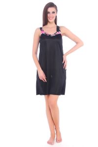 fasense Sleep Wear (Women's) - Fasense Women Satin Nightwear Sleepwear Short Slip Nighty DP075 B