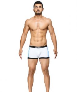 Men's Wear - BASIICS - Body Boost Striped White Trunk - ( Code - BCSTR01WE0 )