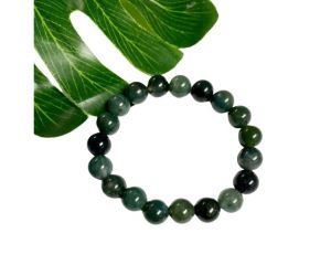 Fashion, Imitation Jewellery - Natural Moss Agate Crystal Stretch Bracelet For Men And Women ( Code MOSSAGTBR )