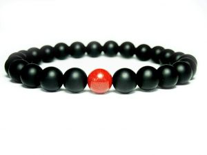 Fashion, Imitation Jewellery - Black Onyx Matte Finish And Red Jasper Crystal Bead Bracelet - Code ( BLKMATTEREDBR )