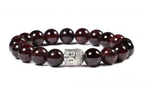 Fashion, Imitation Jewellery - Garnet Crystal Buddha Powered Stretch Bracelet - Code ( GARNETBDBR )