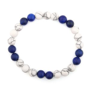 Jewellery - Howlite And Lapis Lazuli Crystals 8 Mm Stretch Bracelet - Code ( LAPHOWLITEBR )
