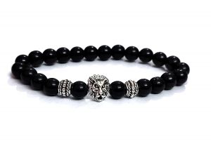 Fashion, Imitation Jewellery - Lion Head Protection Charm Black Onyx Crystal Bracelet For Men And Women
