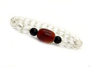 Women's Clothing - Red Sulemani Hakik King Agate Clear Quartz Crystal Stretch Bracelet - Code ( SULEMANICLRBR )