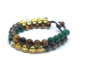 Fashion, Imitation Jewellery - Citrine Pyrite Green Aventurine Tiger Eye Wealth Management Men & Women Bracelet  ( Code CITPYTGRNTGRDBLBR )