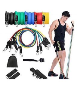 Fitness Accessories (Misc) - Resistance Bands Pull Rope Pilates Fitness home gym kit toning tube (Multi Color)