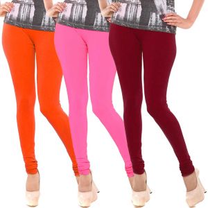 Apparels & Accessories - Vivan Creation Women Stylish Colorful Comfortable 3 Pc Cotton Churidaar Leggings Set  (Product Code - DL5COMB719)
