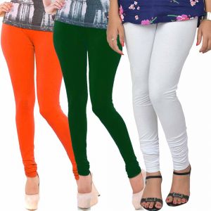 Apparels & Accessories - Vivan Creation Women Stylish Colorful Comfortable 3 Pc Cotton Churidaar Leggings Set  (Product Code - DL5COMB720)